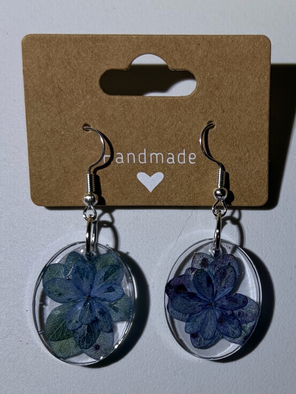 Blue Floral Resin Drop Earrings - Women Accessories